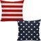 4th of July Throw Pillow Cover, 16x16 Inch Set of 2 Red Stripes Blue Stars Patriotic Decorative Outdoor Cushion Cover Memorial Independence Day Pillow Cases Linen Farmhouse for Sofa Couch Bed